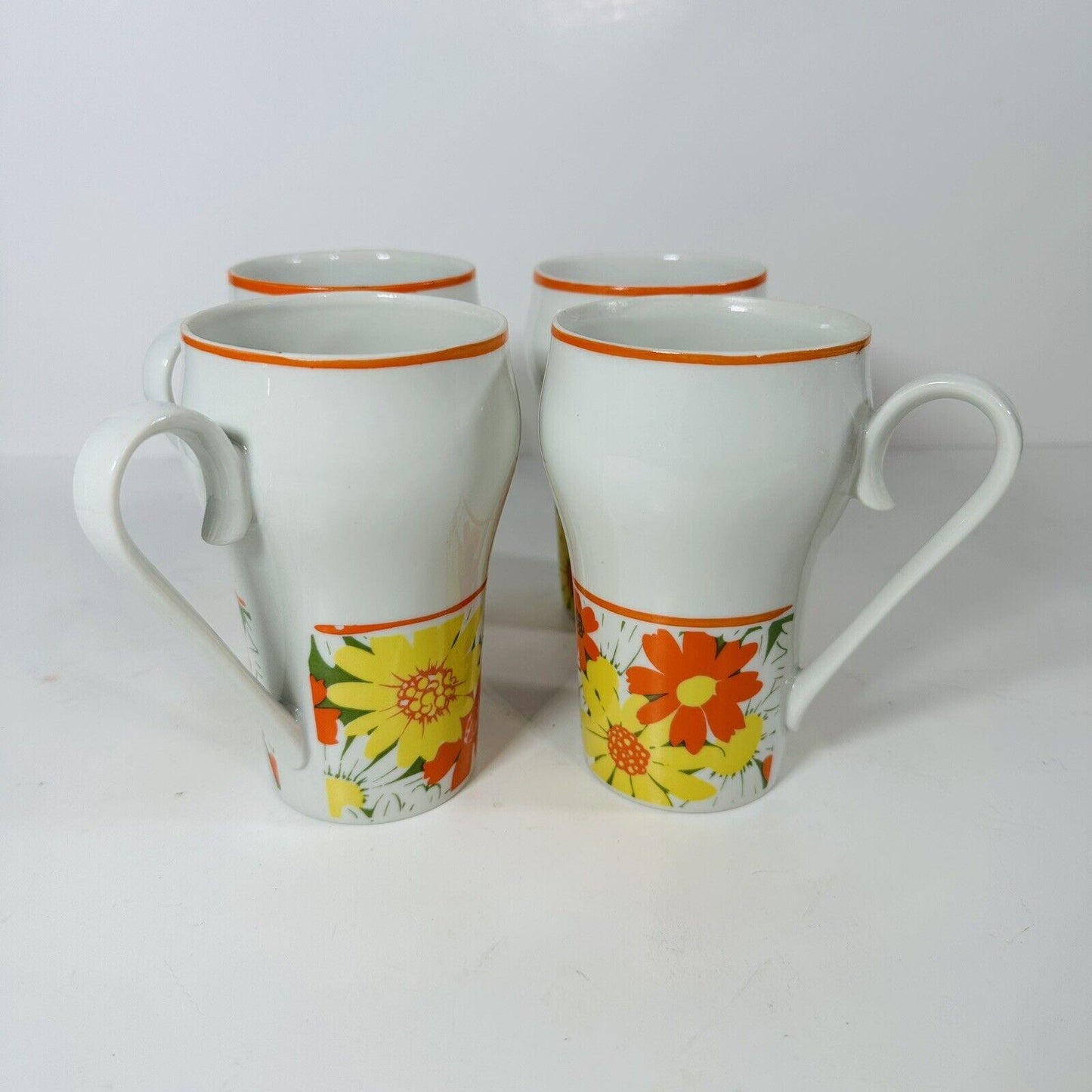 Vintage 1960-1970’s MCM Soda Fountain Style Floral Coffee Cups Set of (4)