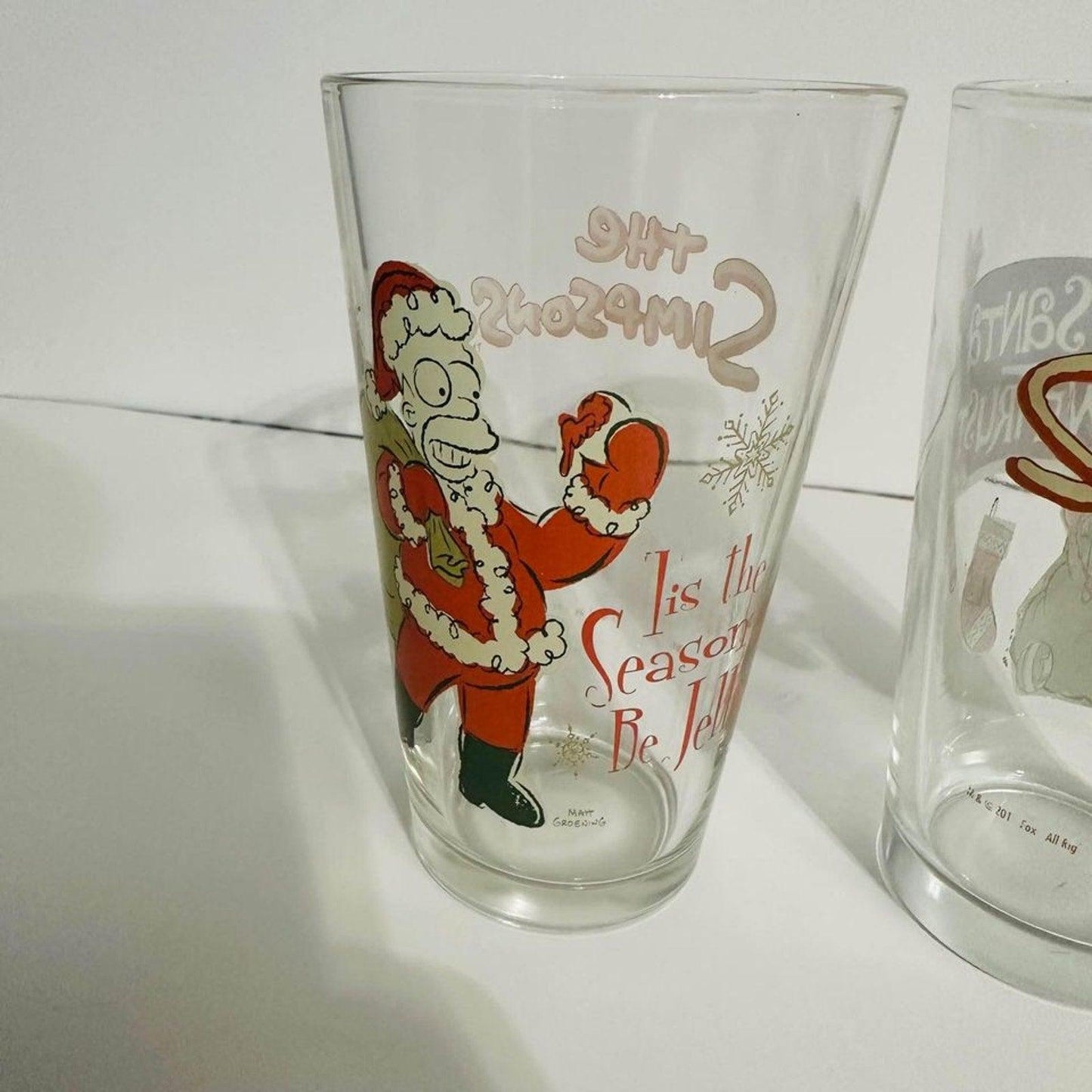 The Simpsons Set Of 2 Christmas Drinking Glasses