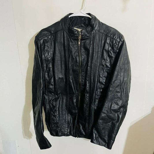 Vintage Berman’s Mens Black Leather Jacket Size 44-L