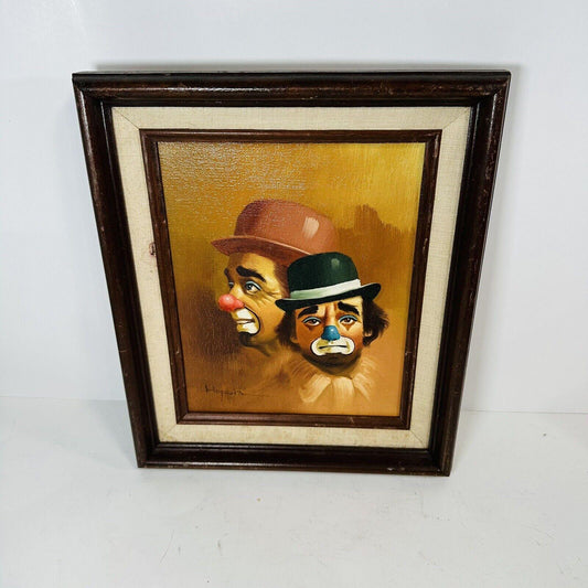 Hoppin, "Sad Clowns" 1950s Original Signed Oil on Canvas