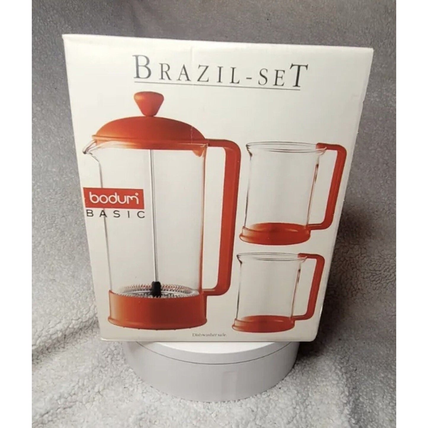 BODUM Brazil French Press Coffee Maker 3PC Set Black & Clear Glass K1558-01 NIB