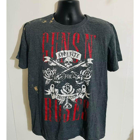 Official Guns N' Roses Band Appetite For Destruction Gray  T Shirt New