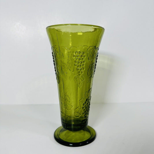 Vintage Olive Green Depression Glass Vase