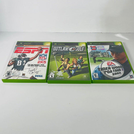 Lot of 3 Original XBOX Games ESPN 2K5, PGA2003, Outlaw Golf