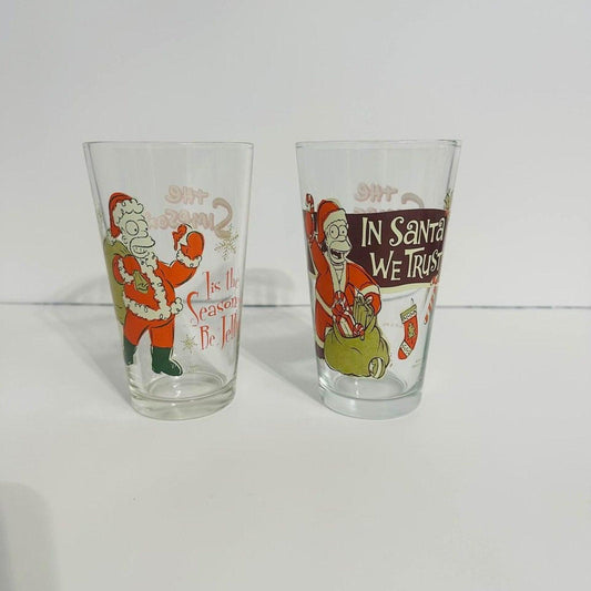 The Simpsons Set Of 2 Christmas Drinking Glasses