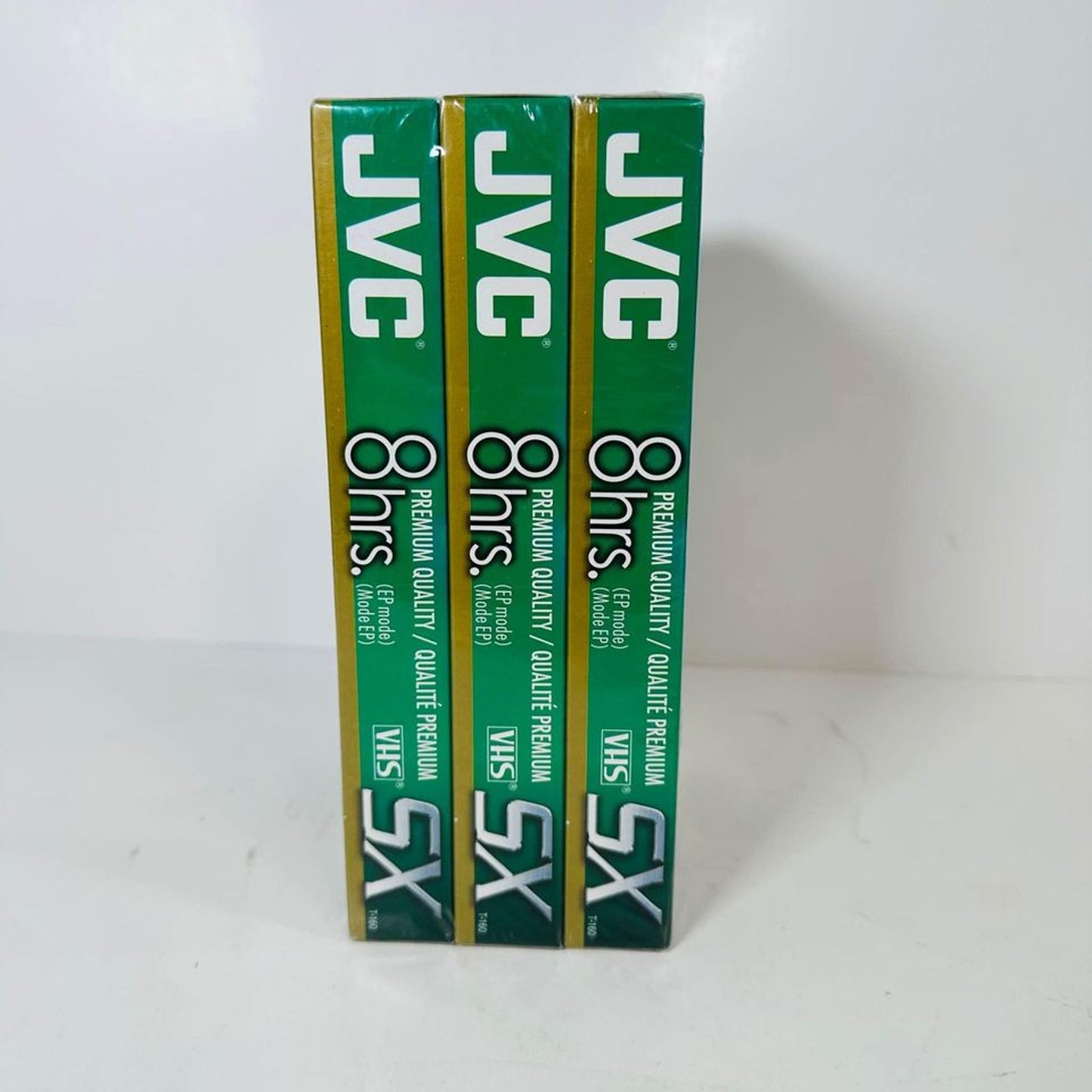 NEW SEALED JVC Blank VHS Tapes SX160 Premium Quality 8 Hour EP Mode Pack Of 3