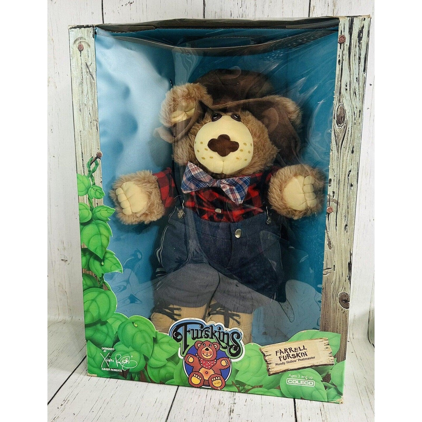 Vintage 1986 Furskins FARRELL Xavier Roberts in Box BIG 23" Plush Stuffed Bear