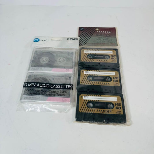 Blank Tape Cassettes Pack Five Vintage Mix Tape New