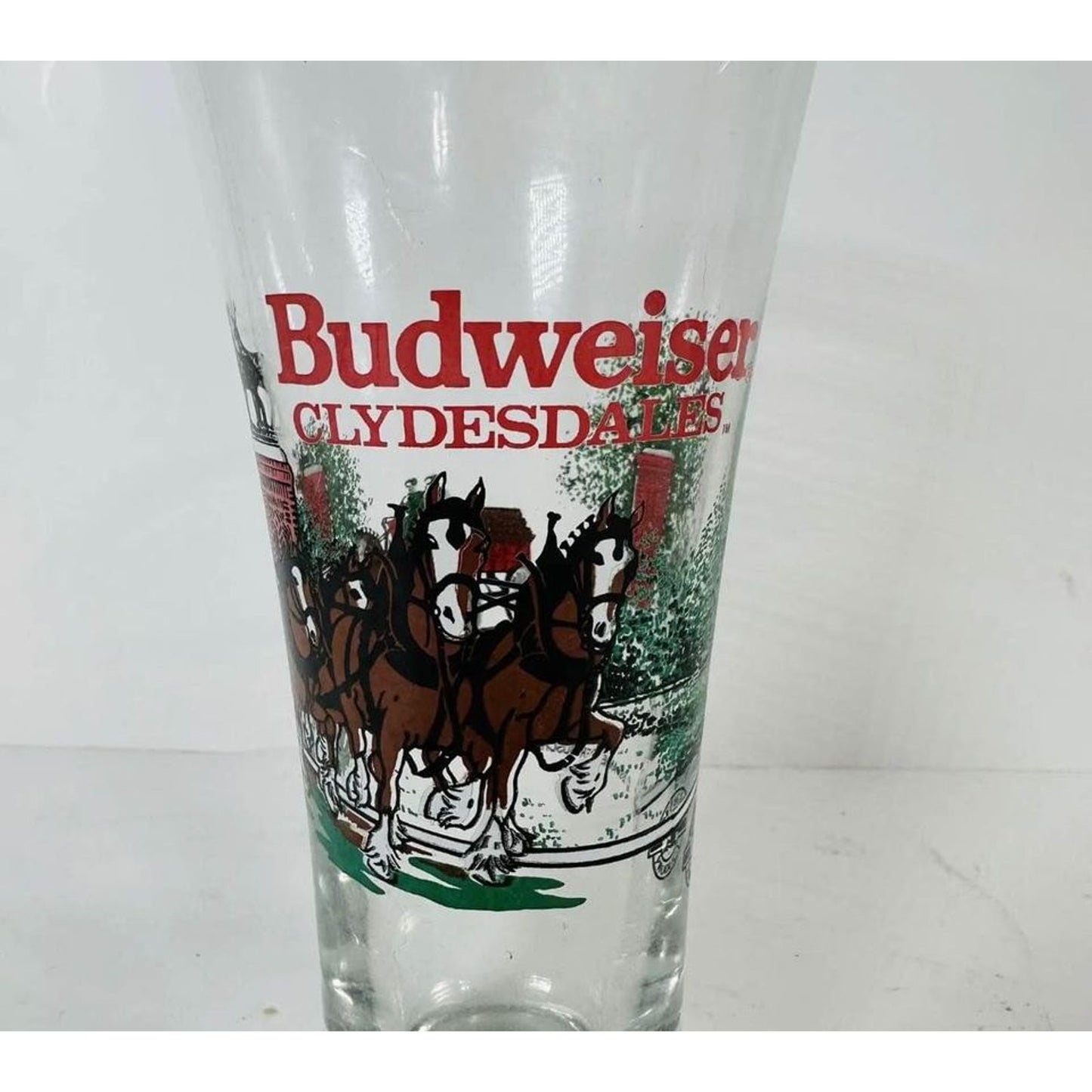 Set of 12 Vintage Budweiser Clydesdale 1991 Fluted Pilsner 12 Oz Beer Glass