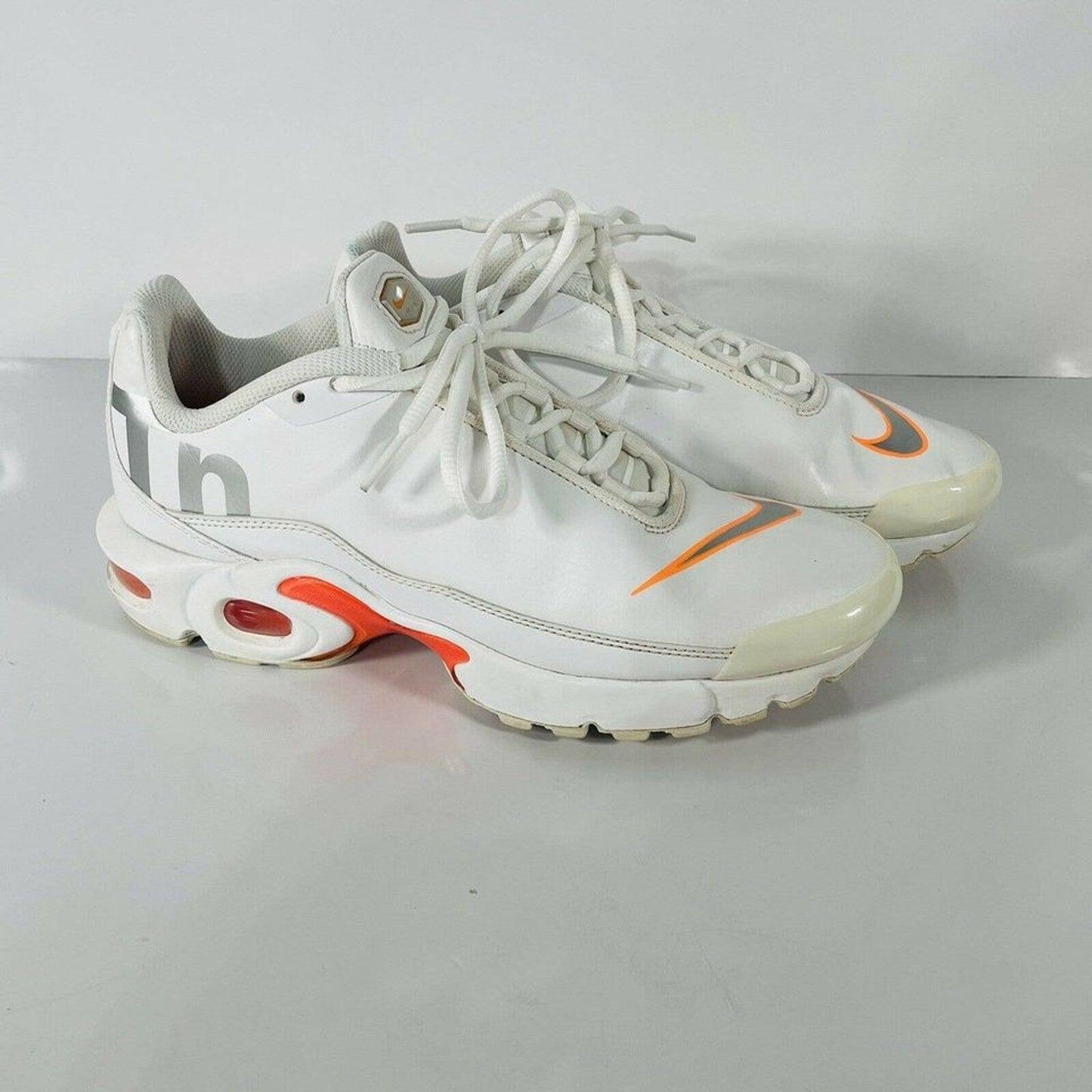 Nike Air Max Plus TN SE Big Logo White Silver Orange AR0005 100 7y