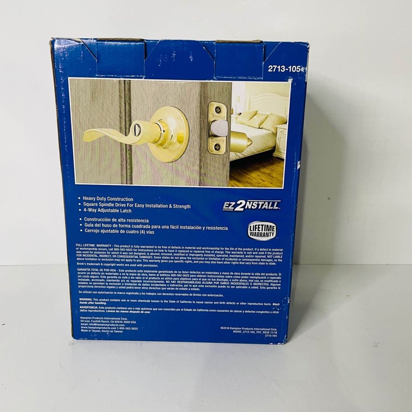 Brinks 2713-105 Wave Style Lever Door Knob with Privacy Key Brass-New