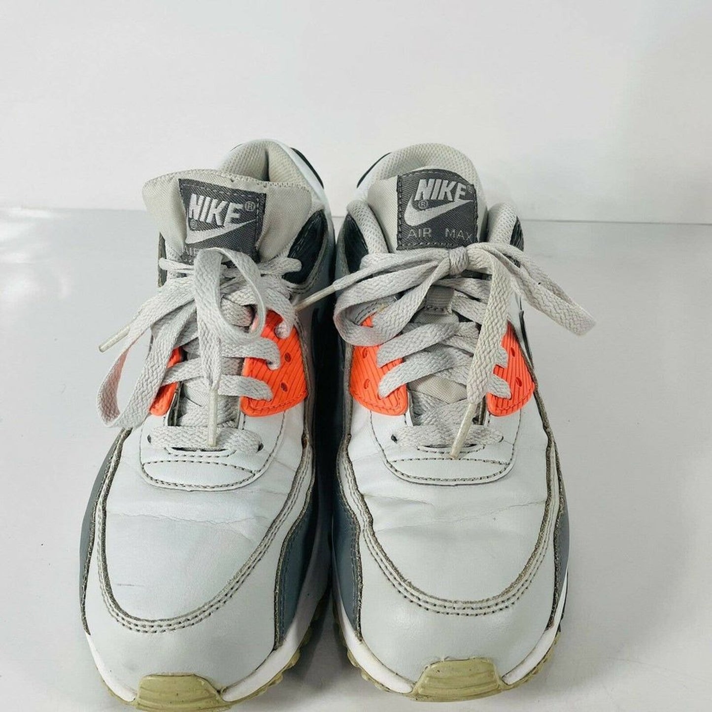 Nike Air Max 90 Platinum/Grey/Orange Size 6.5Y (6.5Men's) 833376-006