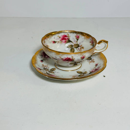 Old Gold Vintage Hand Painted Gilded Flower Teacup Made in Japan