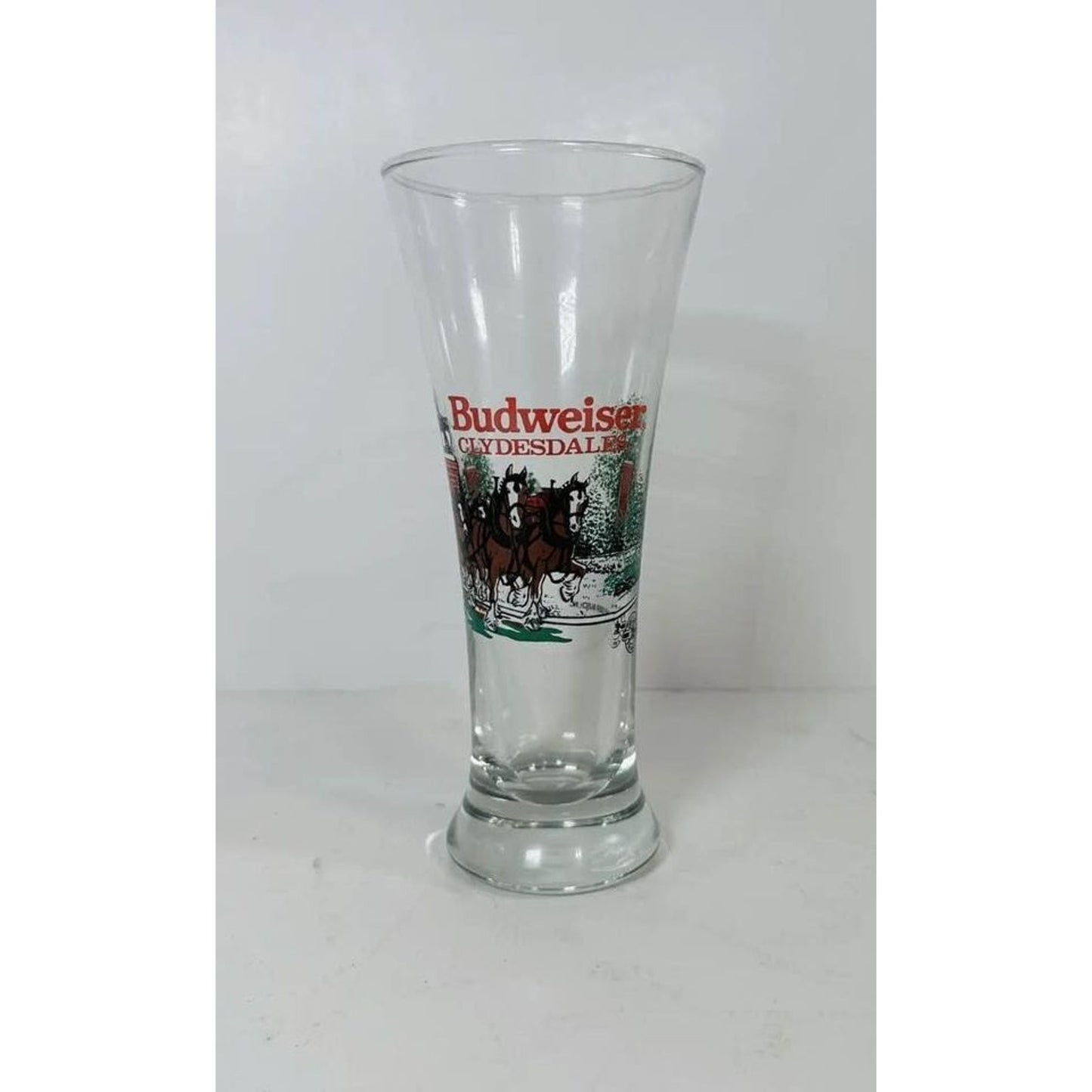 Set of 12 Vintage Budweiser Clydesdale 1991 Fluted Pilsner 12 Oz Beer Glass