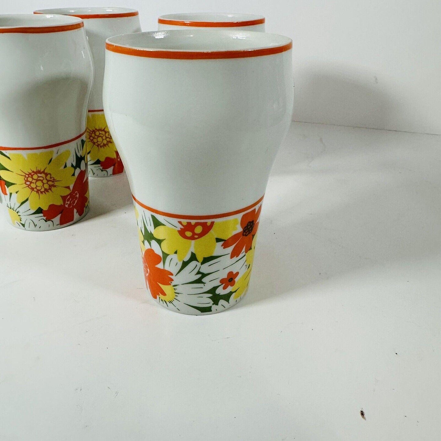 Vintage 1960-1970’s MCM Soda Fountain Style Floral Coffee Cups Set of (4)